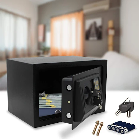 Hengda Tresor 31x20x20cm Elektronischer Safe, Elektronik Zahlenschloss Doppelstahlbolzen Montagematerial