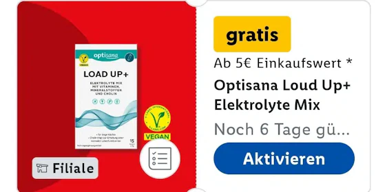 Gratis Optisana Nahrungsergänzung Loudup+Elektrolyte in der App