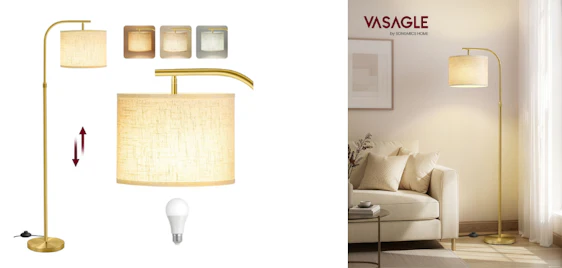 Mit Gutschein 🛋️ VASAGLE Stehleuchte höhenverstellbar für 26€