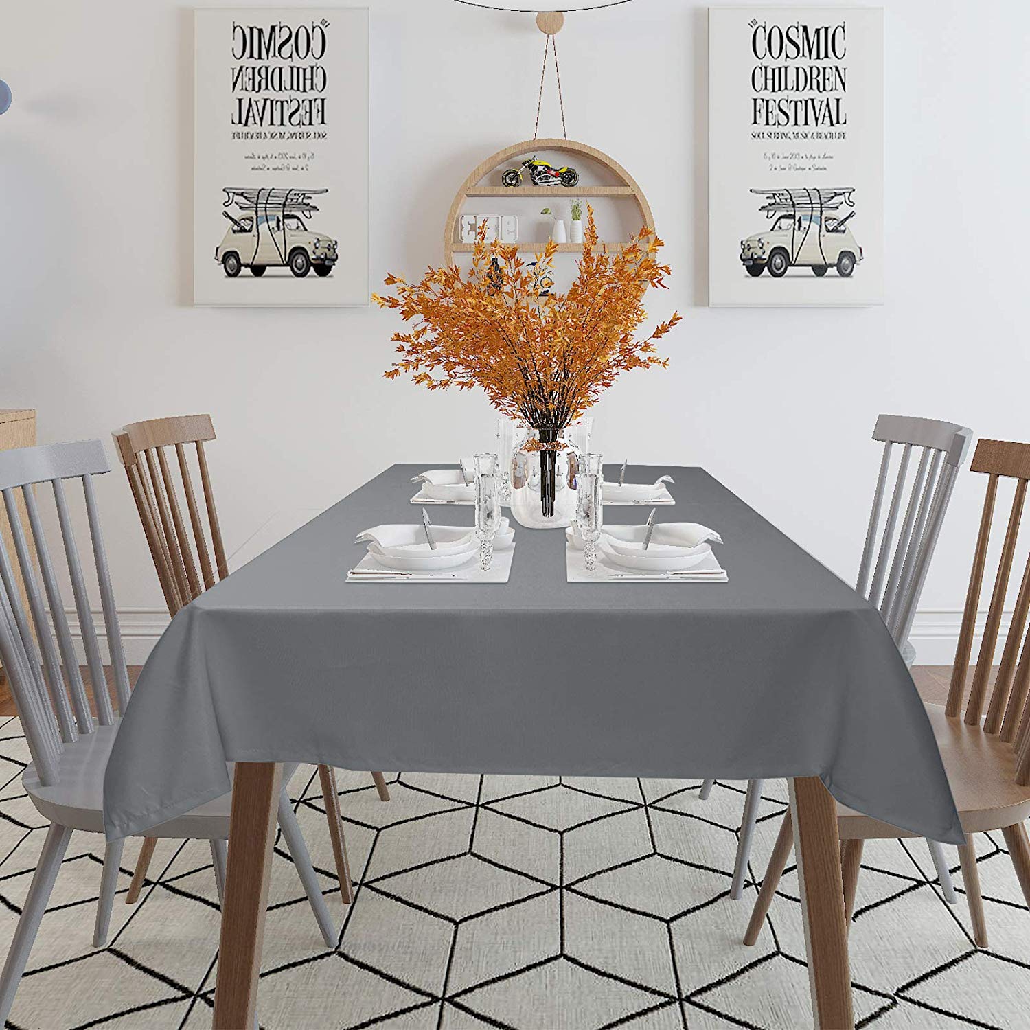 Abwaschbar Tischwäsche 130x220 cm, Dunkelgrau