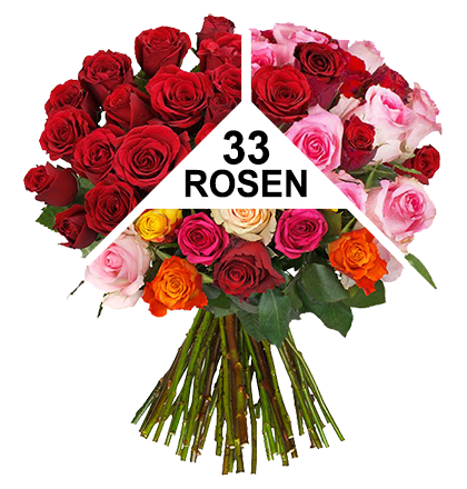 33 Rosen in Überraschungsfarbe für 20,94€