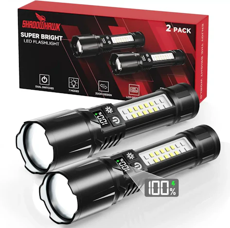 Shadowhawk Taschenlampen-Set LED Aufladbar