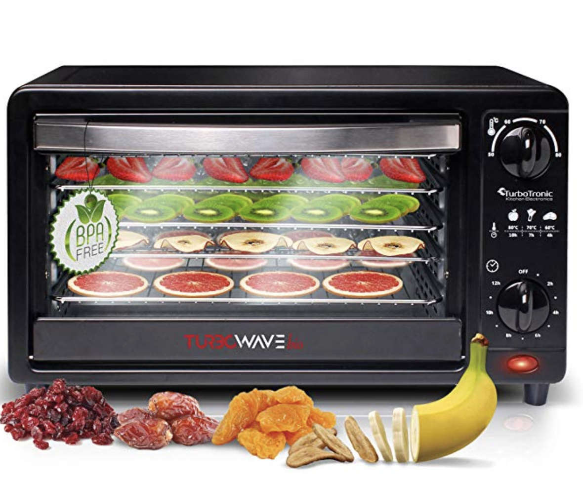 TurboWave BIO Dörrgerät komplett aus Metall, 14 Liter, 5x Einlegeboden, inkl. Timer und Rezeptheft