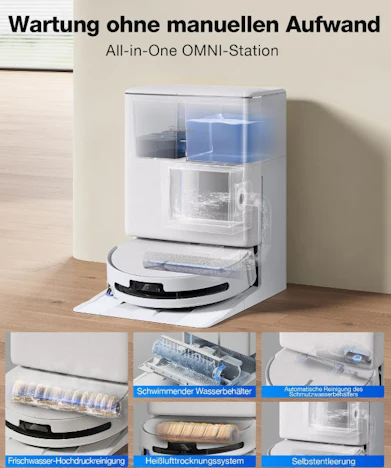 43% Rabatt:ECOVACS T90 Omni Saugroboter mit Wischfunktion 30.000 Pa, OZMO Roller 3.0– nur 399€