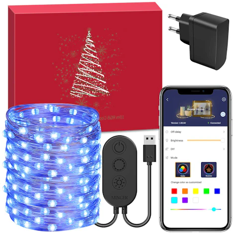 10 Meter RGB Lichterkette, 100 LEDs APP Steuerung wasserdicht