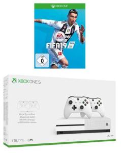 Microsoft Xbox One S 1TB - Bundle inkl. 2. Controller + 3 Monate Gamepass + 14 Tage Live Gold + FIFA 19 Standard Edition