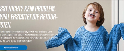 Kostenlose Retouren bei Zahlung per Paypal » bis zu 12x im Jahr