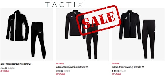 Aktion verlängert & versandkostenfrei 🚚 Tactix Sale: Marken-Trainingsanzüge bis zu 50% reduziert!