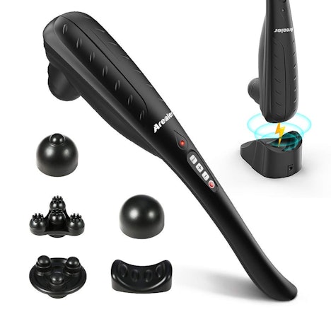 AREALER Massagegerät mit Wärme, Vibration Handmassagegerät mit 5 Austauschbar Aufsätzen EUR 45,99 to EUR 36,99
