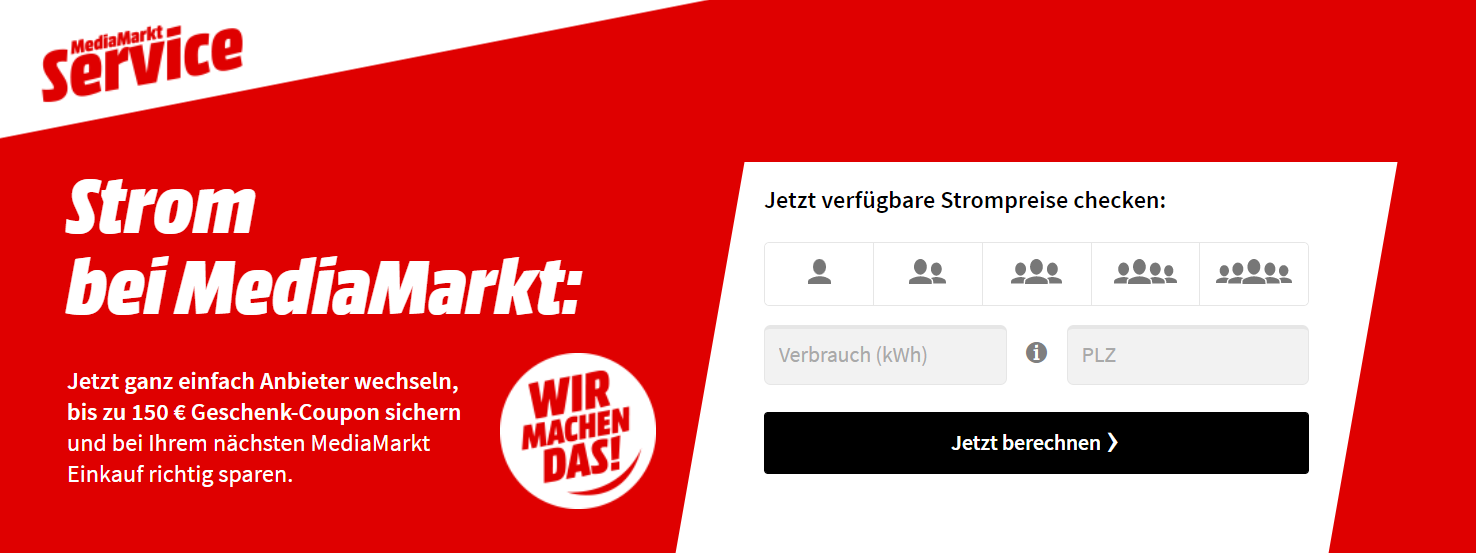 Bis zu 190€ sparen! Stromanbieter mit Media Markt &amp; Saturn wechseln + Coupon bis 150€ bekommen