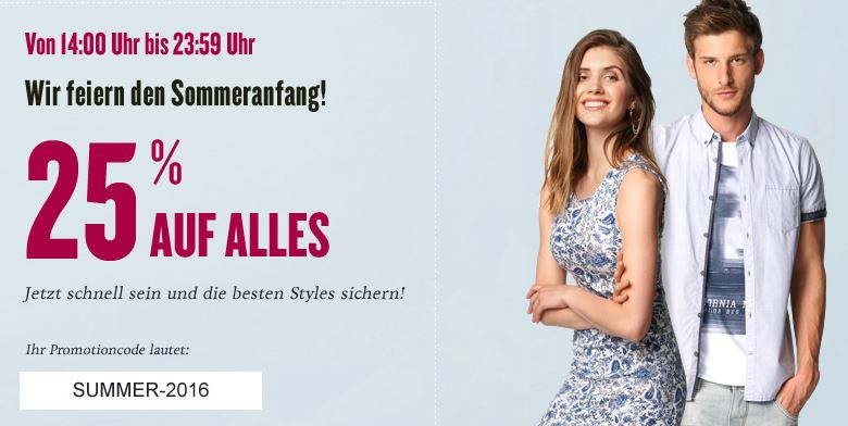 25% auf alles bei Tom Tailor – gilt auch für bereits reduzierte Artikel - nur heute!