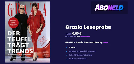 Grazia Probeabo für 8€ - keine Kündigung nötig
