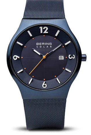 Bering Herren-Armbanduhr Analog Milanaise Blau 14440-393