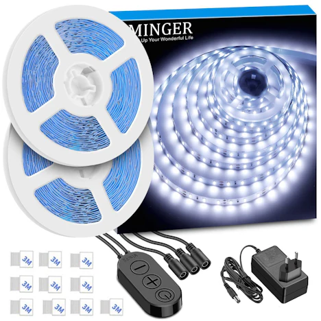 10M, Dimmbar LED Streifen Kit mit 12V Netzteil, 6000K