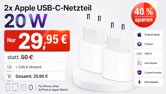 2x Apple USB-C-Netzteil 20 W