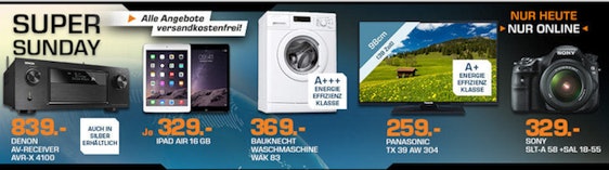 Saturn Super Sunday - z.B. Panasonic TX-39AW304 (39 Zoll, Full-HD, LED TV, 100 Hz, EEK: A+) für 259€