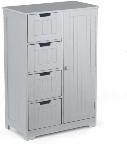 Badezimmerschrank Badkommode Beistellschrank Sideboard 56x30x81cm (Weiß) (Grau)