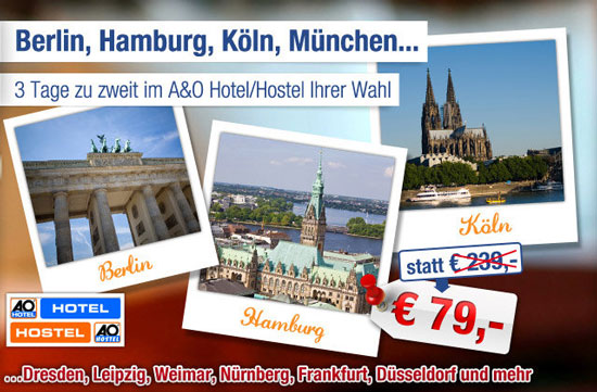 2 Nächte im A&amp;O Hotel Doppelzimmer für 79€ - inkl. Frühstück *UPDATE4*