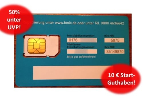 FONIC prepaid SIM Karte inkl. 10€ Guthaben für nur 4,99 EUR inkl. Versand