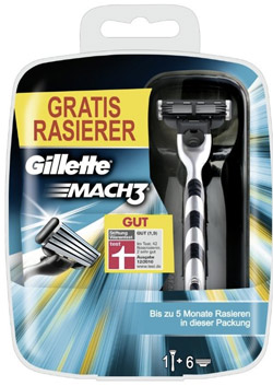 Gillette MACH3 Klingen 6 Stück plus Gratis MACH3 Rasierer für 9,56€