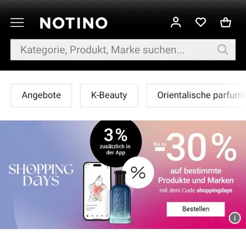 30% Rabatt auf bestimmte Marken Drogerie Parfüm Kosmetik Notino shoppingdays