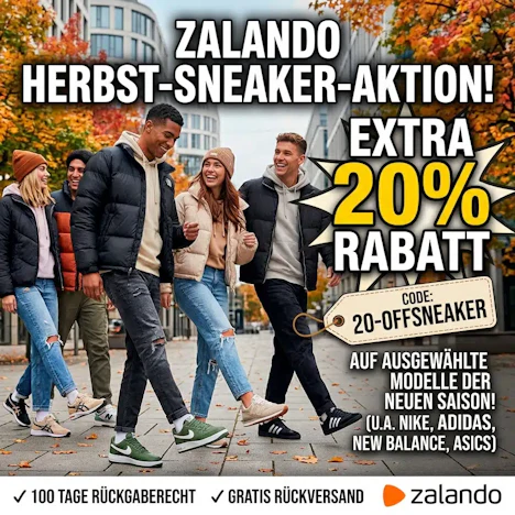 20% Extra-Rabatt auf Sneaker der neuen Saison bei Zalando (Gutscheincode)