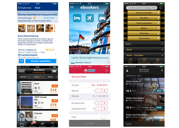 Hotel-Apps im Vergleich: Booking, ebookers, HotelsNow, HRS, Hotel Tonight und JustBook