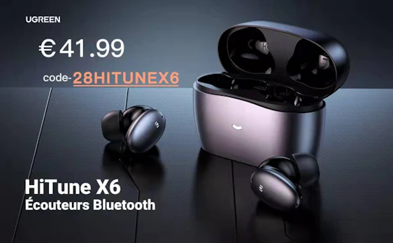 UGREEN HiTune X6 ANC Bluetooth Earphones mit ANC, 6 Mikrofonen, 10mm Treiber, 26h Spielzeit gesamt