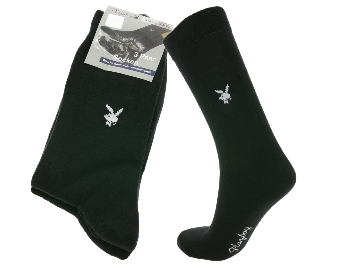 Playboy Freizeit-Socken 3er Pack in Schwarz nur 3,99€ anstatt 15€