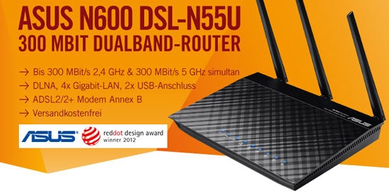 Asus N600 DSL-N55U Black Diamond für 80€ - Dual Band WLAN Router *UPDATE2*