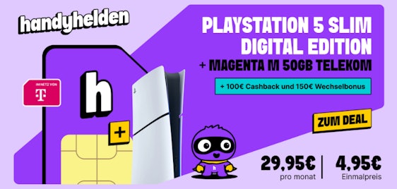 Effektiv 2,66€ monatlich 🎮🎁 Playstation 5 Slim mit 50GB Telekom-Tarif