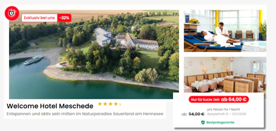 Auszeit am Hennesee! 🌿 Welcome Hotel Meschede inkl. Halbpension & Wellness ab 64€