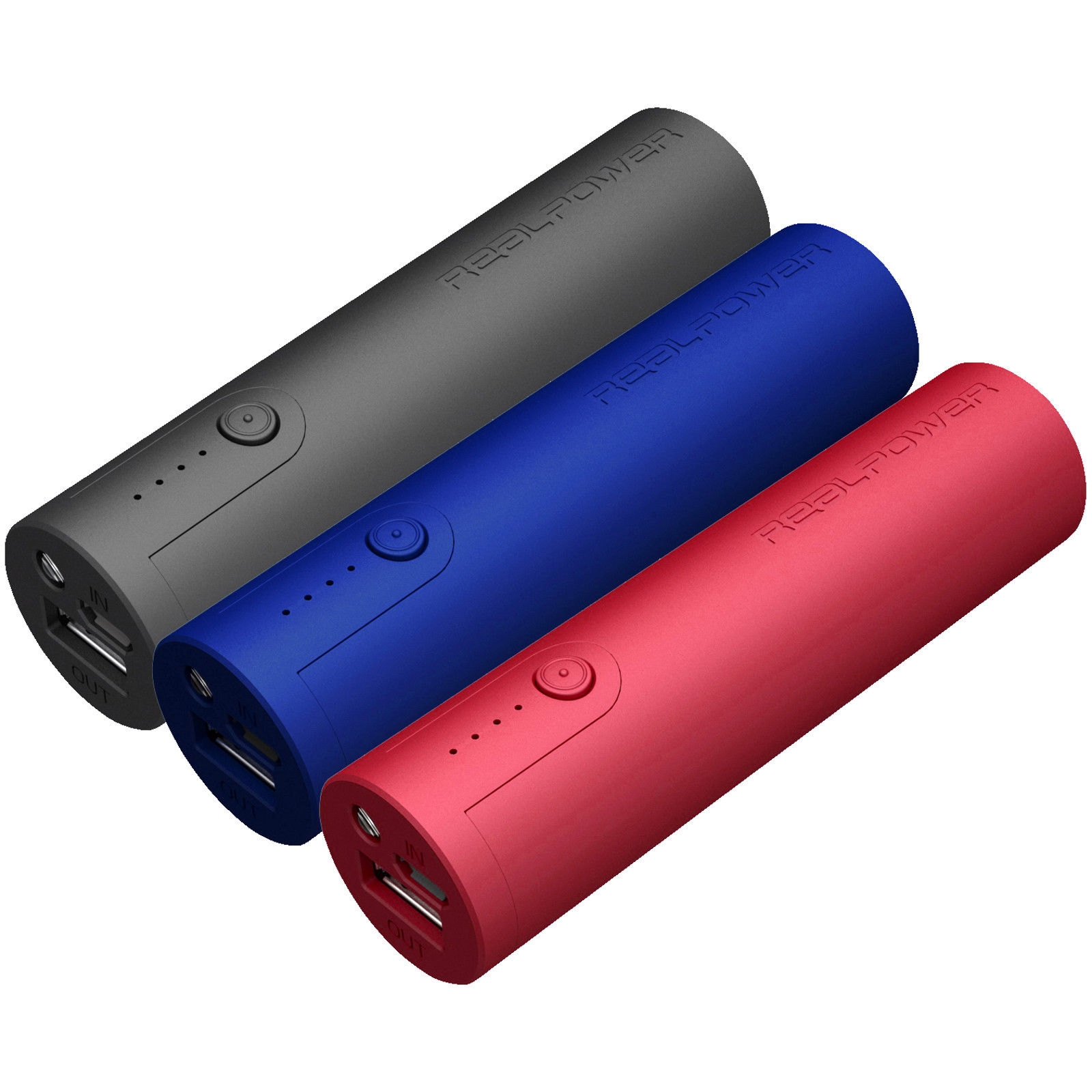 REALPOWER PB 260 3er Pack Powerbank 3x 2600 mAh Rot/Blau/Schwarz für nur 9,99 EUR inkl. Versand