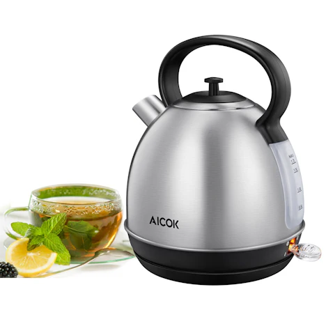 Retro Edelstahl 1.7L Elektrischer Wasserkocher 2200W für 17,61€