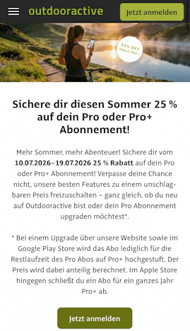 Outdoor Active: 25% Rabatt auf die Pro und Pro+ Version