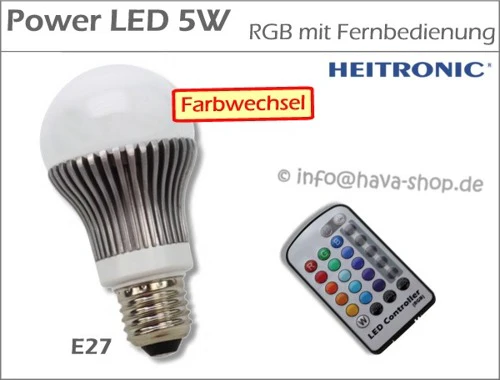 Marken POWER LED Birne E27 5W RGB mit Fernbedienung