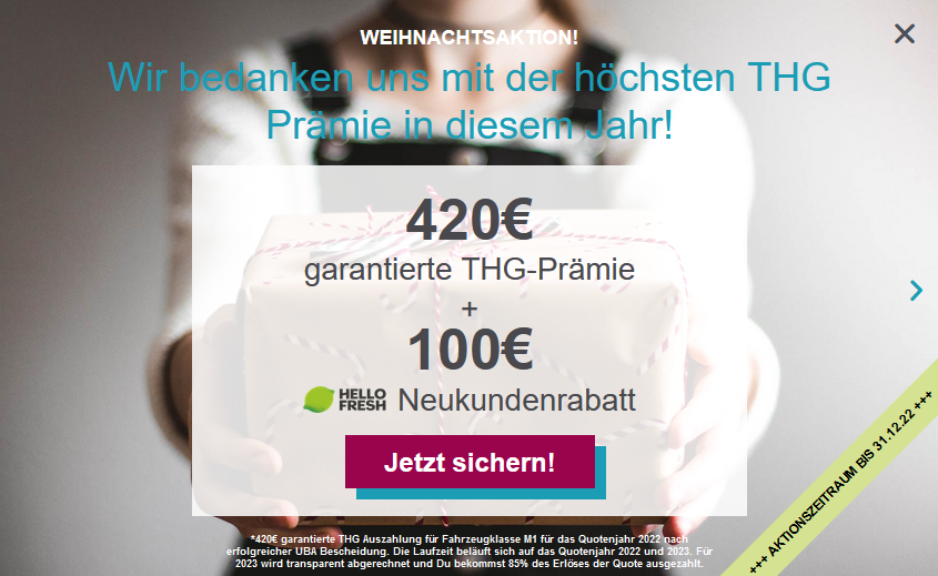 Vorbei! THG-Quote über 2Ocean verkaufen: 420€ Festbetrag im Jahr 2022 + 85% im Jahr 2023 für euer E-Auto 🚘🔋