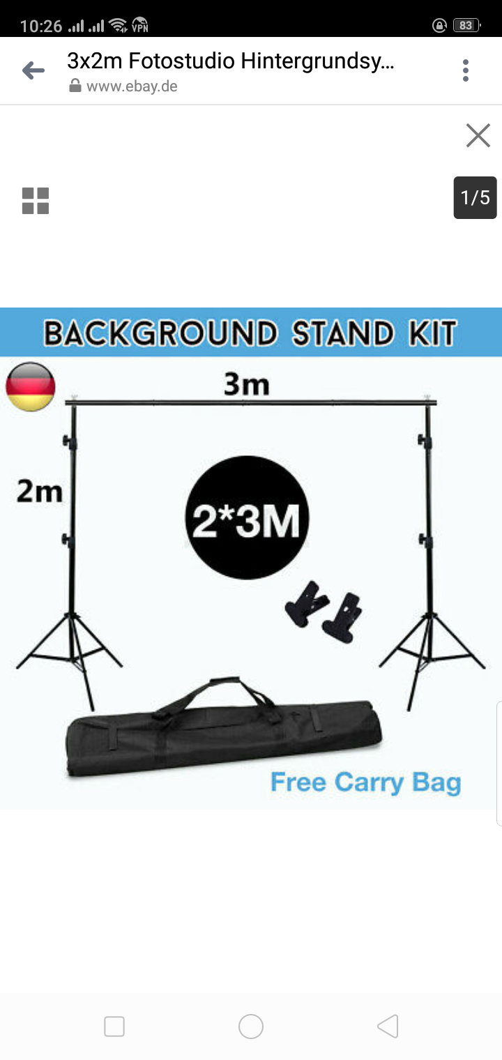 3x2m Fotostudio Hintergrundsystem Teleskop