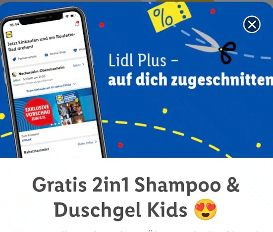 Lidl Plus: gratis Shampoo/Duschgel Kids für Profilvervollständigung