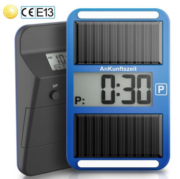BMOT Solar Digitale Parkuhr, 11x7x2,3 cm Parkscheibe