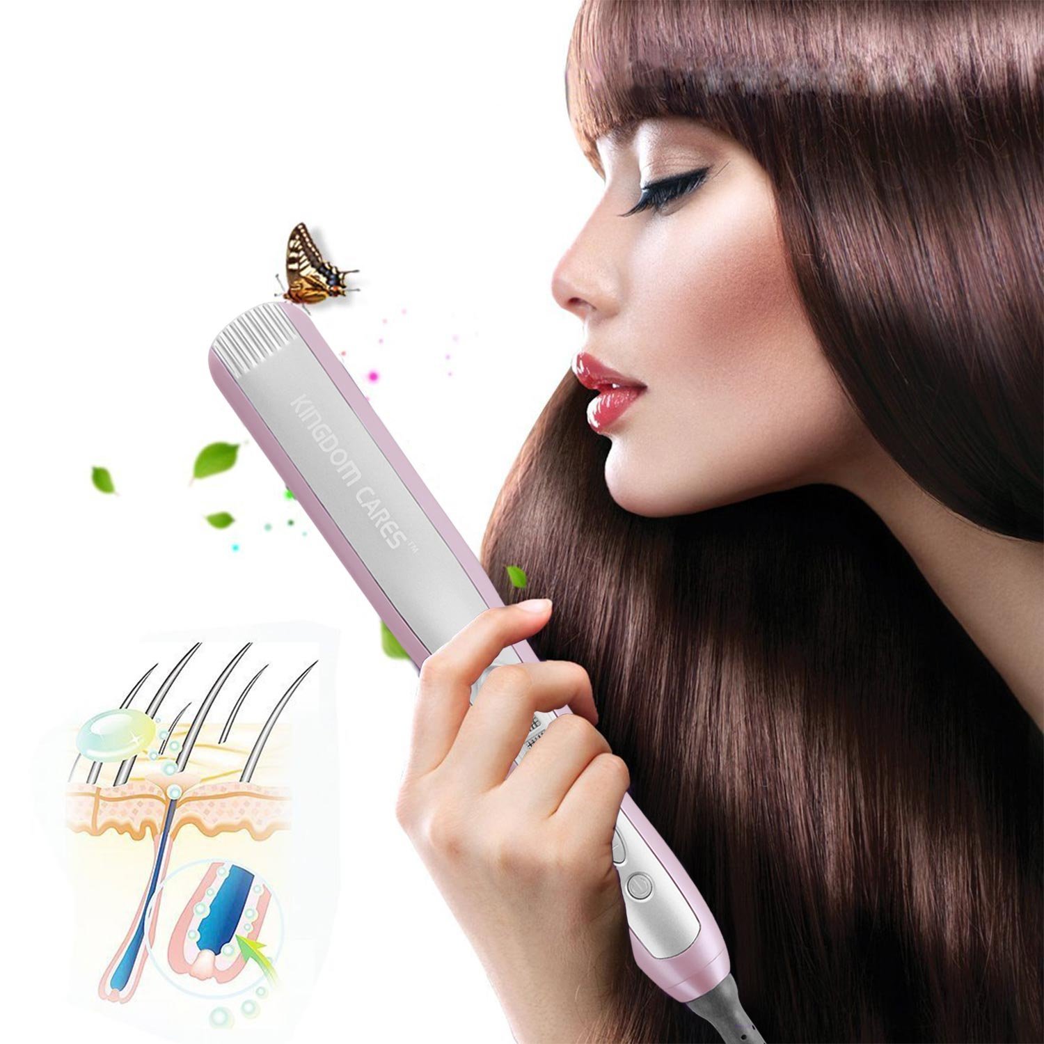 KINGDOMCARES Elektrische Haarglätter Bürste Glätteisen Automatische Straightener für 17.49€