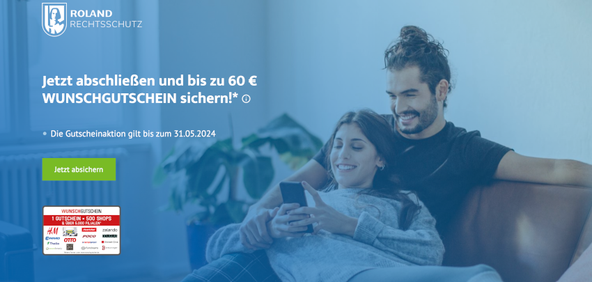 Roland Rechtsschutz ab 10,67€ im Monat + bis zu 60€ Bonus