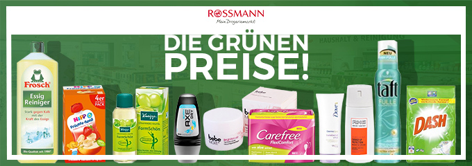 Top 10 Grüne Preise bei Rossmann am 05.04.2017 - z.B. Axe Deo ab 0,60€