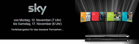 Sky Komplett für 33,90€ monatlich inkl. aller Kanäle mit HD und Festplattenreceiver