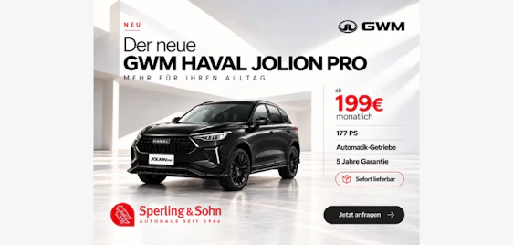 GWM Jolion Pro für 199€/Monat 🚗✨ Privatleasing, 48 Monate, 5tkm/Jahr