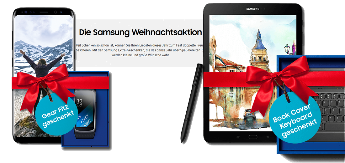 Samsung Wunschzettel Weihnachtsaktion: Gear Fit2 oder Book Cover Keyboard als Cashback geschenkt