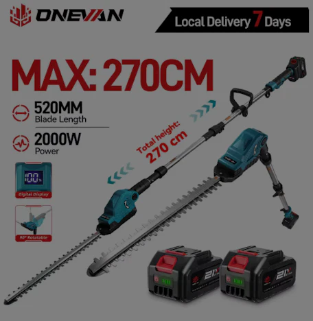 ONEVAN Elektrische Hochastschere Kabellos mit LED Teleskop-Gartenschere für Makita 18V Akku