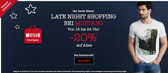 20% Rabatt auf alles bei Mustang - auch auf Saleware anwendbar + keine Versandkosten