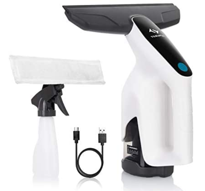 Fenstersauger von TILSWALL mit Lithium-Power-Akku / Sprühflasche / waschbarem Mikrofaser-Wischbezug