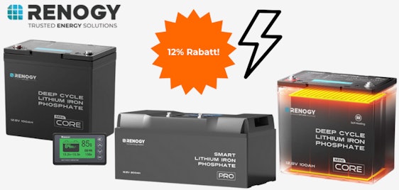 15% Rabatt auf LiFePO4 Batterien bei Renogy 🔋 z.B.: Renogy LiFePO4 12V 100Ah für 154€